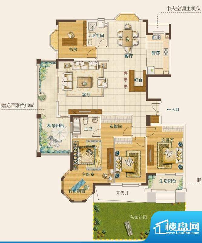 玲珑水悦逸品F1户型面积:177.00平米