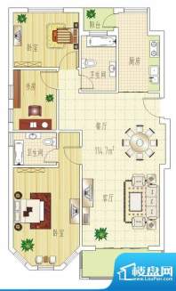 双良福源F户型图 3室面积:114.70平米