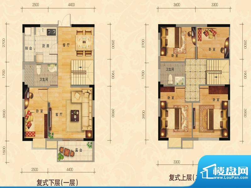 凤凰道E户型 5室2厅面积:89.00平米