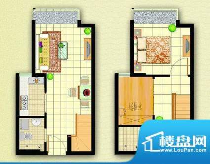 东方国际D户型图 2室面积:71.66平米