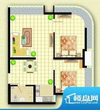 东方国际H户型图 2室面积:75.47平米