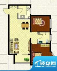 学府铭座M1户型图 2面积:74.44平米