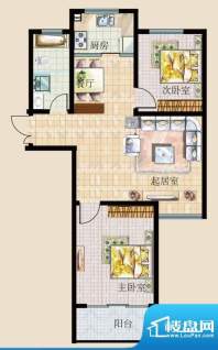 天颐郦城户型a-3 2室面积:87.00平米