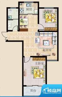天颐郦城户型c-3 2室面积:92.13平米