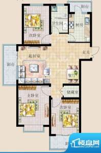 天颐郦城户型c-4 3室面积:134.13平米