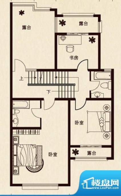 原石滩c户型四层 6室面积:272.82平米