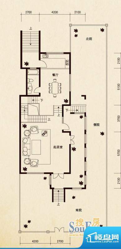 原石滩a户型首层 7室面积:510.21平米