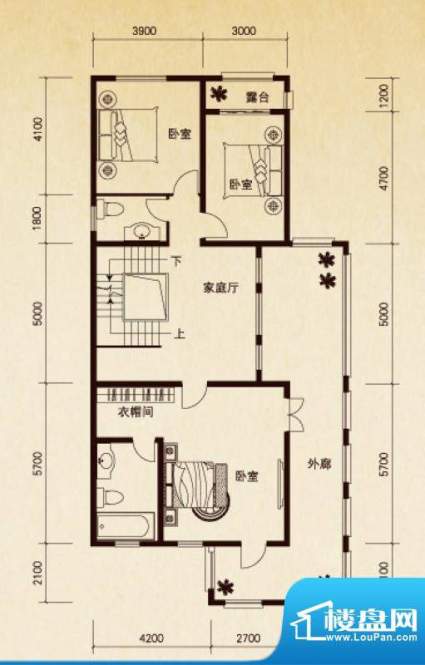 原石滩a户型二层 7室面积:510.21平米