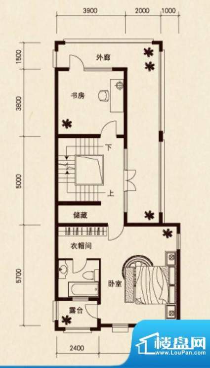 原石滩a户型三层 7室面积:510.21平米