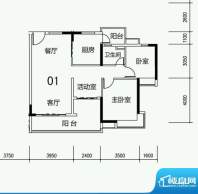 科城山庄B25栋01户型面积:100.00平米