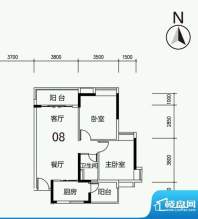 科城山庄B25栋08户型面积:83.00平米