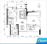 君华香柏广场F3 2室面积:80.41平米