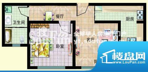 碧海尚城k2户型 1室面积:57.91平米