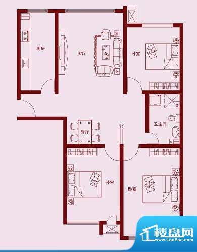 万光府前花园二期B户面积:108.55平米