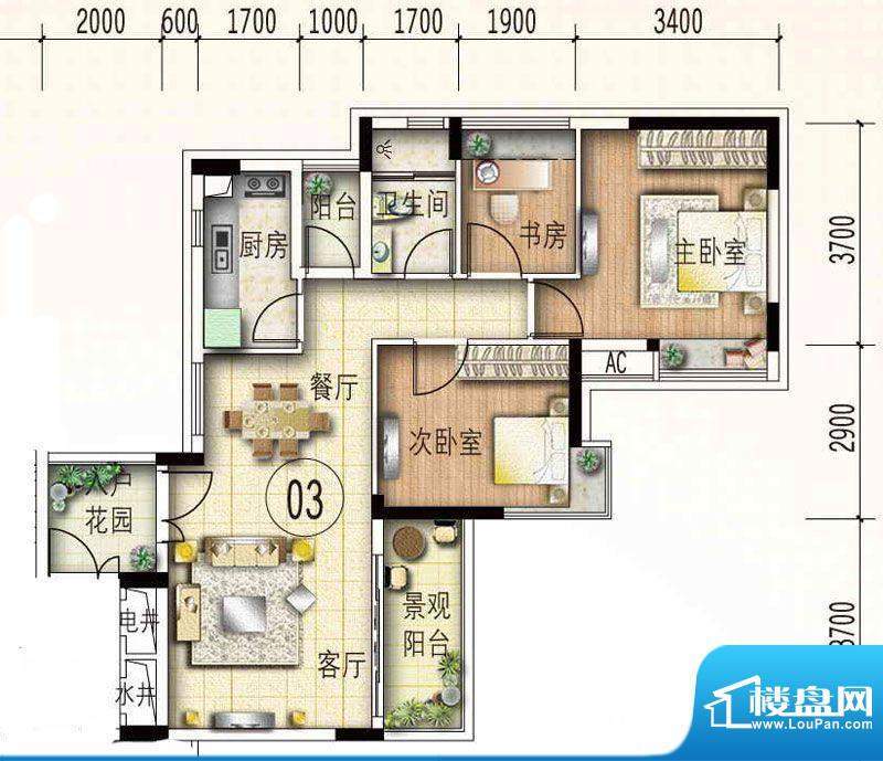 路劲隽悦豪庭F区32-面积:84.00平米