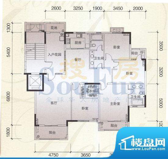 风神公社4C户型 4室面积:176.00平米