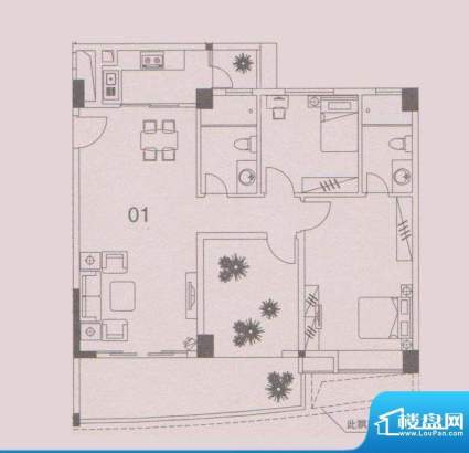 云峰花园四期4栋01户面积:103.00平米