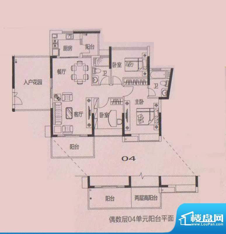 滨湖壹号1栋04户型面积:116.00平米