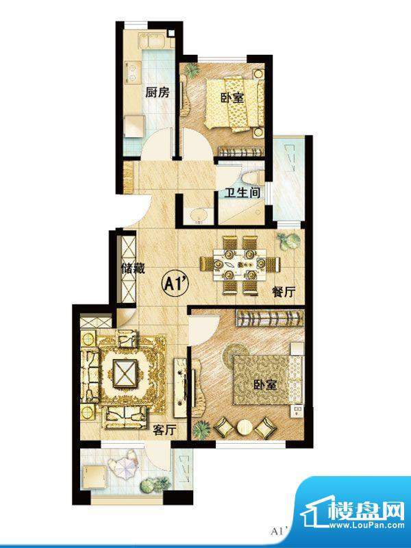 保利茉莉公馆A1’户面积:84.00平米