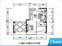 豪方菁园A、B栋4-25面积:47.00平米