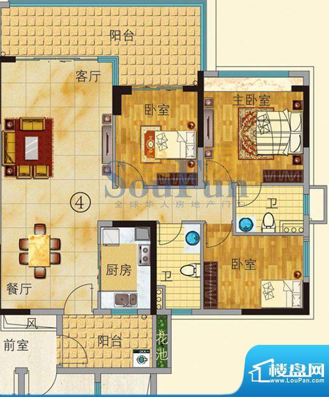 珠光流溪御景E栋04单面积:111.00平米