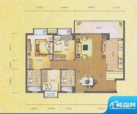 水木箐华D户型 3室2面积:92.10平米