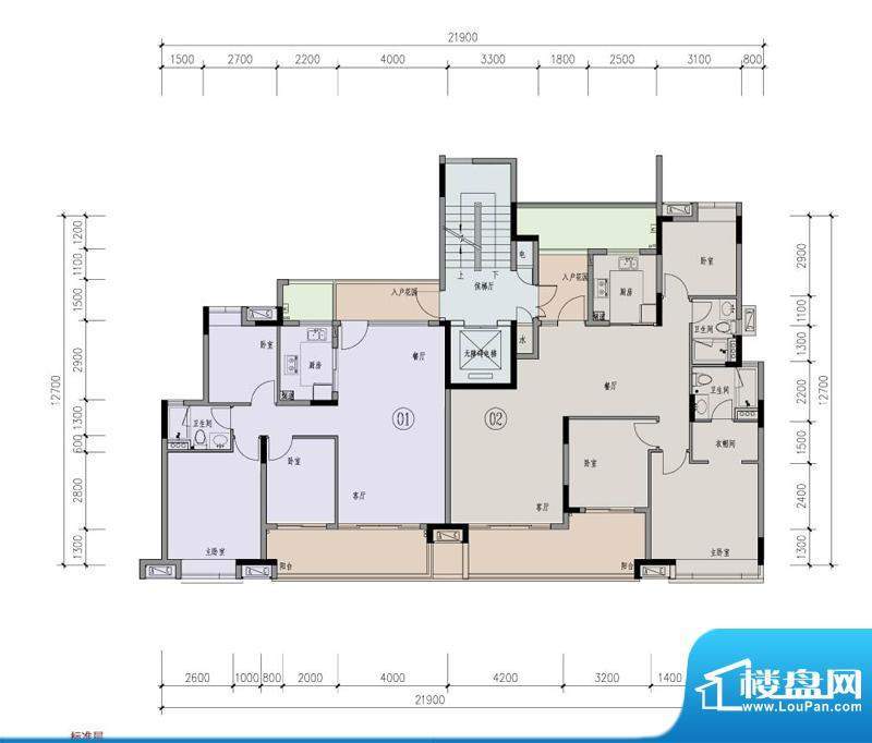 时代山湖海1栋2单元面积:128.69平米