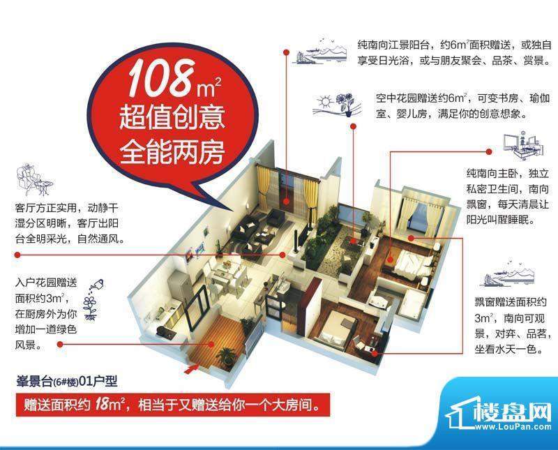 颐和盛世6号楼（峯景面积:108.00平米