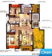 象屿鼎城HA户型 3室面积:122.00平米