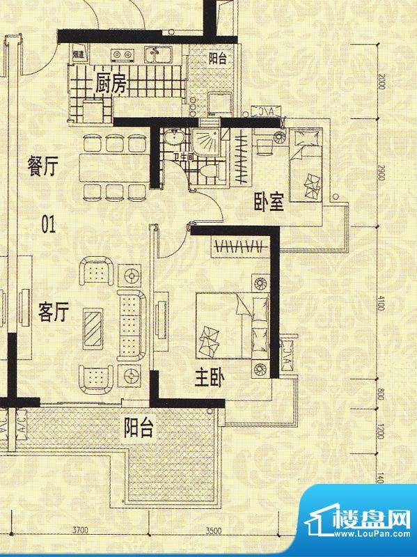 龙津华府D栋 2-32层面积:96.00平米