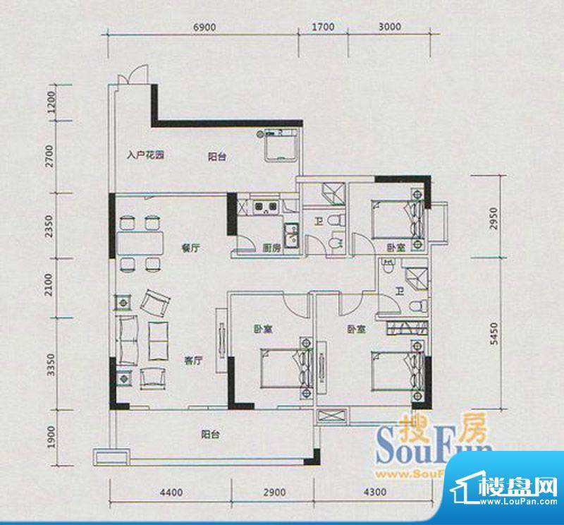 名城·御景绿洲5/6栋面积:128.00平米