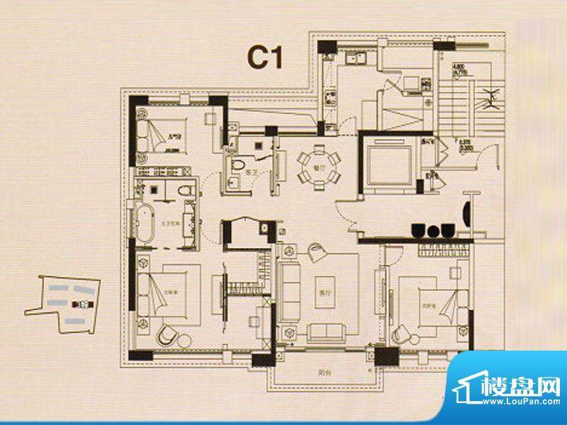 古北大成公馆C1户型面积:153.00平米