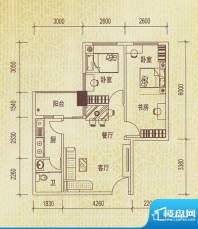 天河豪景01户型 2室面积:70.22平米