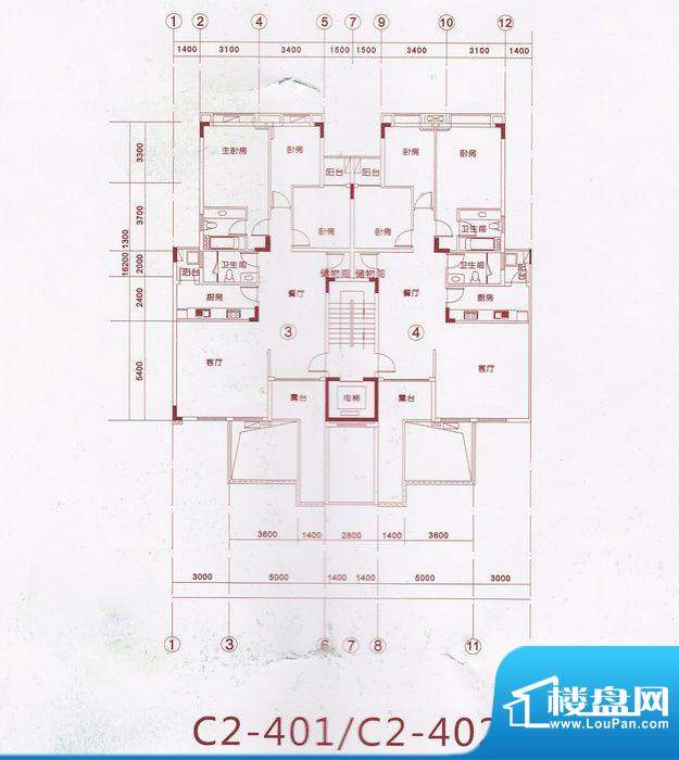 优山美墅C2-401、C2面积:139.00平米