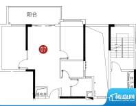 力迅TB栋07户型 2室面积:73.19平米