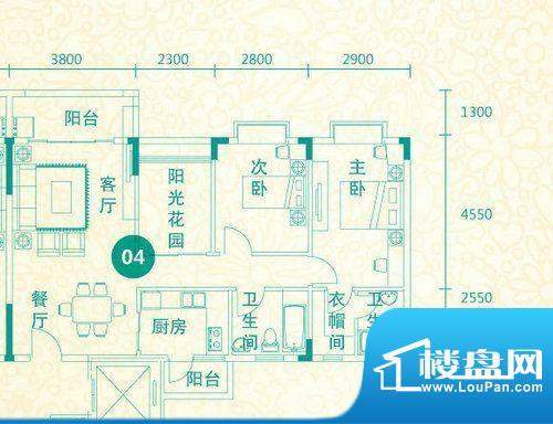 翡翠城14-17栋04户型面积:100.15平米