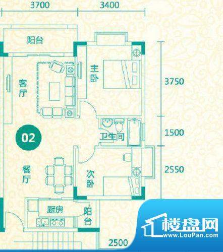 翡翠城13栋02户型 2面积:81.71平米