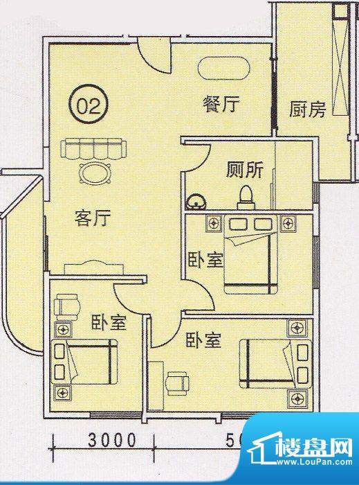 蝴蝶谷A栋02单位 3室面积:0.00平米