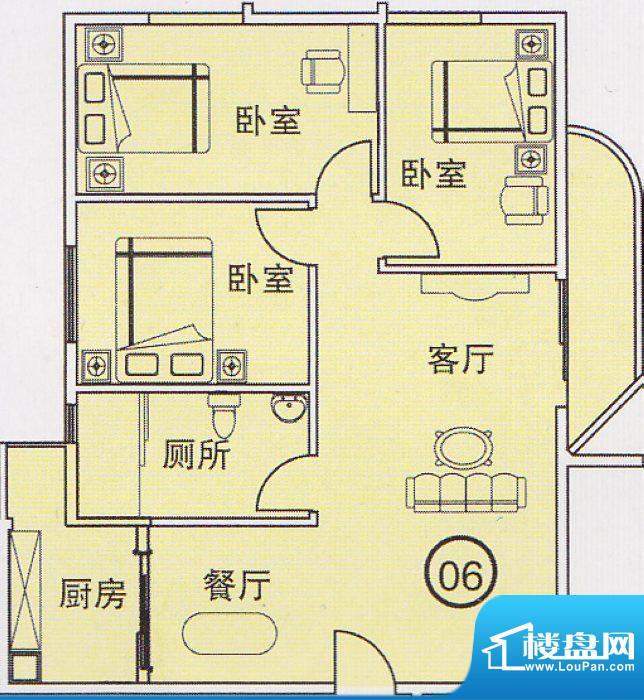 蝴蝶谷A栋06单位 3室面积:0.00平米