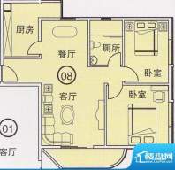 蝴蝶谷A栋08单位 2室面积:0.00平米