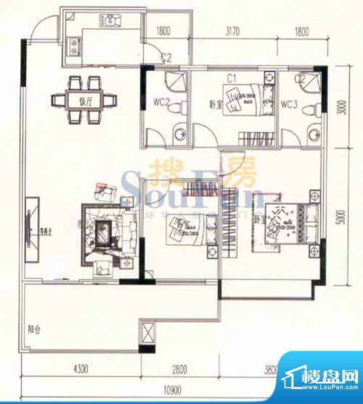 新天美地花园1期2栋面积:116.43平米