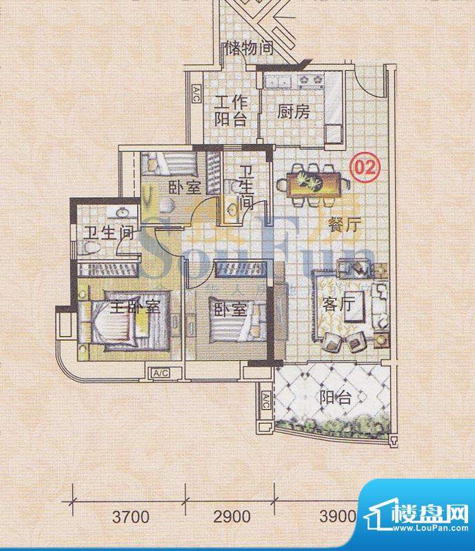 美林轩逸时光A8号楼面积:99.79平米