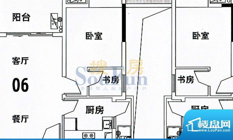 穗和城C栋06单元 4室面积:89.74平米