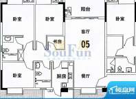 穗和城C栋05单元 4室面积:121.83平米