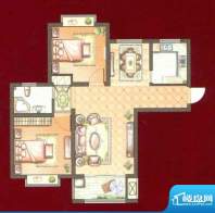 西上海名邸B1户型 2面积:90.00平米