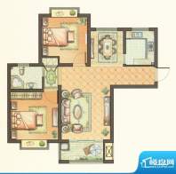 西上海名邸B1户型 2面积:90.00平米