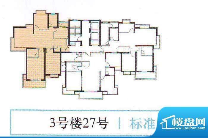 馥敦坊3号楼27号平面面积:166.21平米