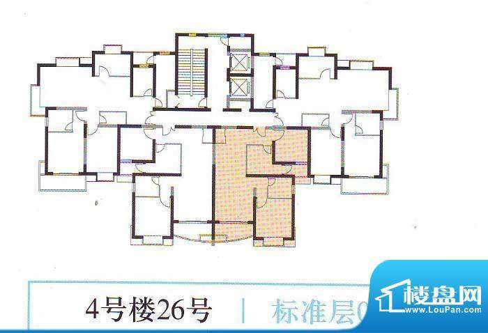 馥敦坊4号楼26号平面面积:99.91平米