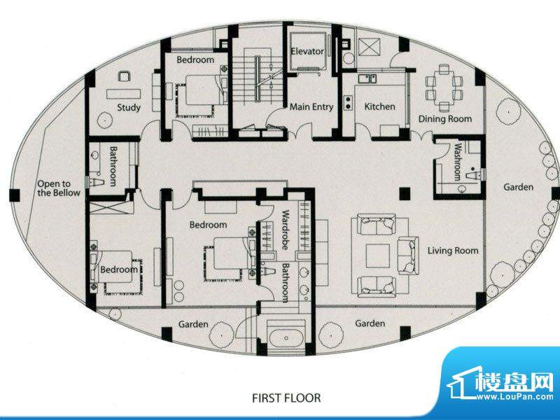 墅外F户型 3室2厅3卫面积:278.00平米