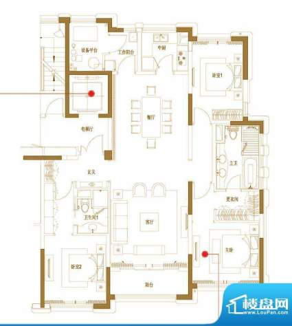 江湾翰林C1户型 3室面积:175.00平米